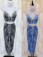 Cargar imagen en el visor de la galería, Conjunto Midi Lycra Efecto Vaquero
